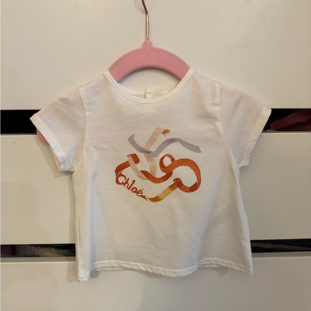 Chloe Kids White Tee with Multicolor Graphic